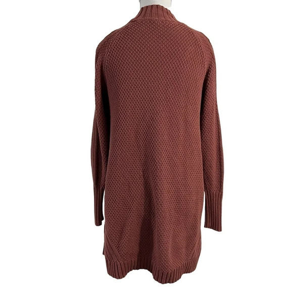 Express Brown Cable Knit Dress Small Cold Shoulder Solid Pattern Pullover Casual - Picture 3 of 9
